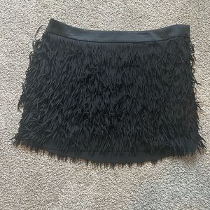 Black fringe miniskirt